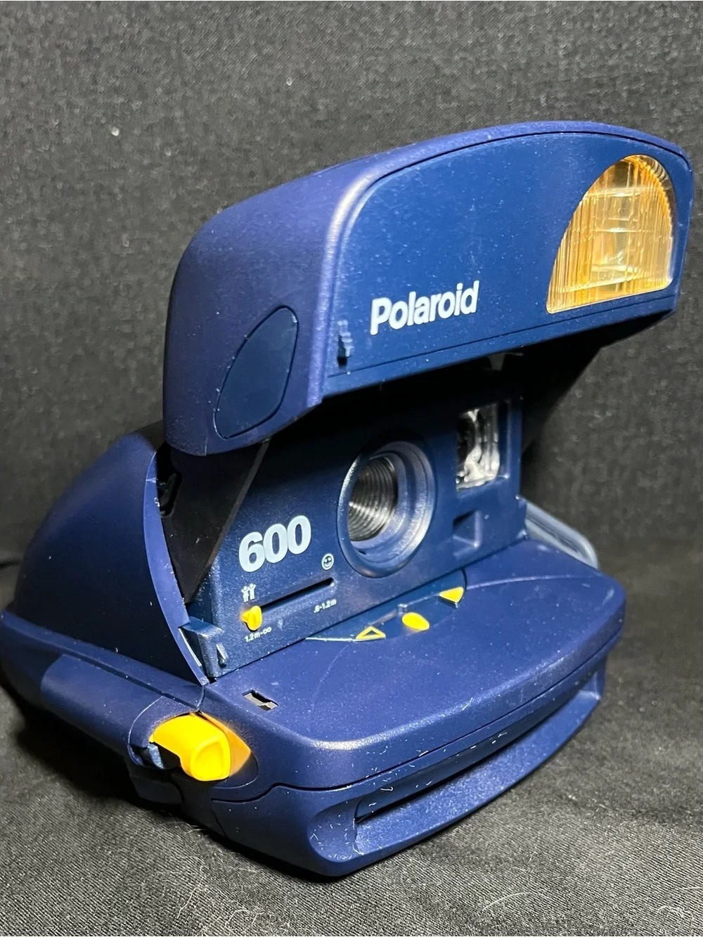Polaroid 600 Instant Camera - Dark Blue with Yellow Accents